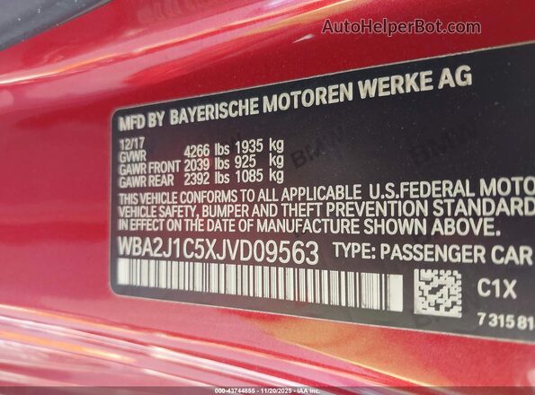 WBA2J1C5XJVD09563 2018 BMW 2 SERIES Оранжевый Вид подкапотного пространства