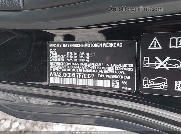 WBA2J3C0XL7F70327 2020 BMW 2 SERIES Black Вид підкапотного простору
