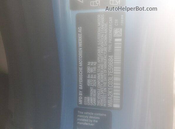 WBA2K1C03L7E59684 2020 BMW 2 SERIES Blue Շարժիչի բաժամունքի տեսք