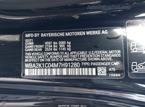 WBA2K1C04M7H91280 2021 BMW OTHER Black 