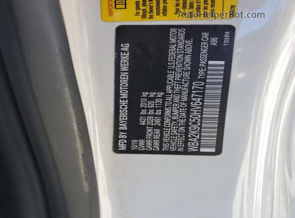 WBA2K9C50HV647170 2017 BMW 2 SERIES White ძრავის განყოფილების ხედი