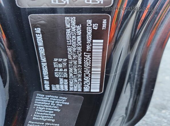 WBA2M9C34HV985647 2017 BMW 2 SERIES Черный Вид наклейки с VIN-кодом