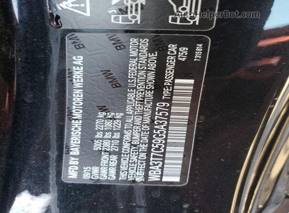 WBA3T7C59G5A37579 2016 BMW 4 SERIES Black Вид наклейки з VIN-кодом