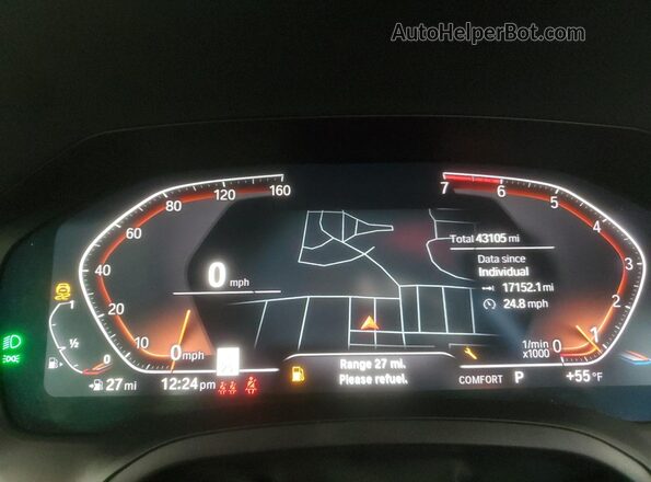 WBA43AT07NCJ47591 2022 BMW 4 SERIES Gray Вид щитка приладів