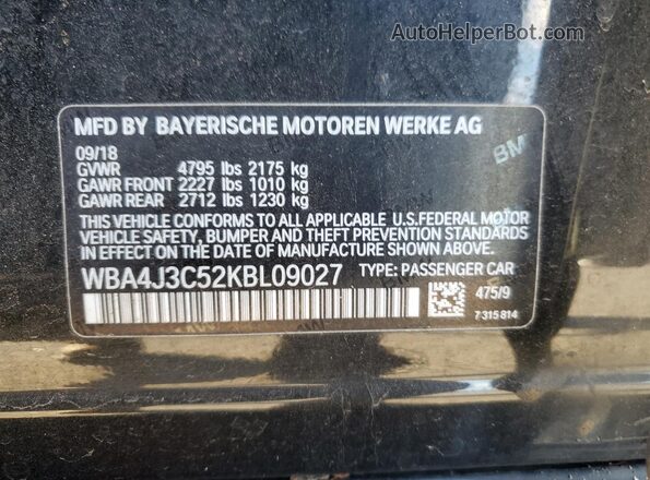 WBA4J3C52KBL09027 2019 BMW 4 SERIES Black ძრავის განყოფილების ხედი