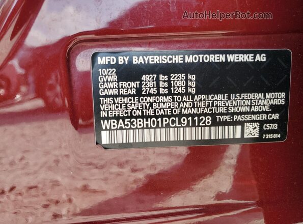 WBA53BH01PCL91128 2023 BMW 5 SERIES Burgundy Շարժիչի բաժամունքի տեսք
