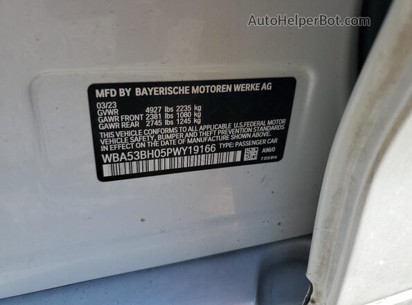 WBA53BH05PWY19166 2023 BMW 5 SERIES Белый Вид подкапотного пространства