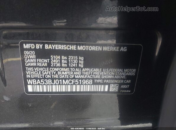 WBA53BJ01MCF51968 2021 BMW 5 SERIES Gray Vista del compartimento del motor