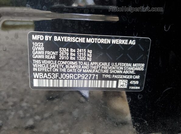 WBA53FJ09RCP92771 2024 BMW 5 SERIES Black ძრავის განყოფილების ხედი