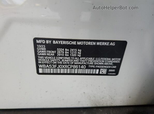 WBA53FJ0XRCP86140 2024 BMW 5 SERIES Белый Вид подкапотного пространства