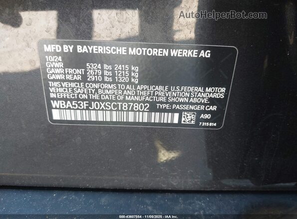 WBA53FJ0XSCT87802 2025 BMW 5 SERIES Black Widok komory silnika