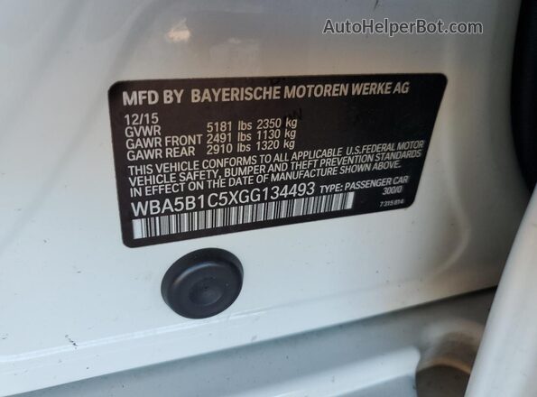 WBA5B1C5XGG134493 2016 BMW 5 SERIES White Vista del compartimento del motor