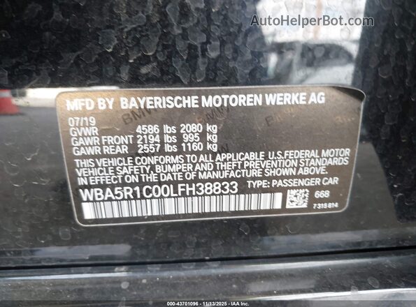 WBA5R1C00LFH38833 2020 BMW 3 SERIES Black Engine compartment view