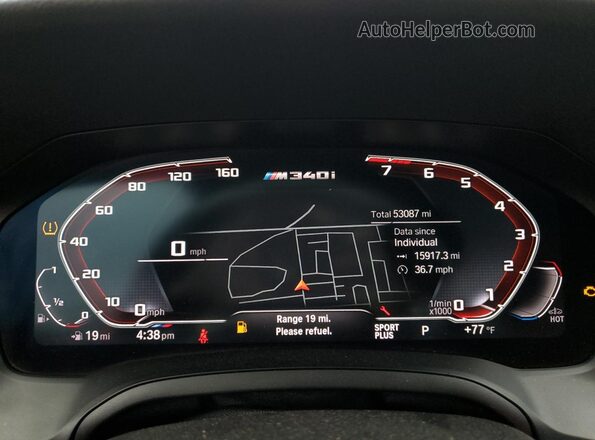 WBA5U7C04LA232353 2020 BMW M3 Charcoal Вид щитка приладів