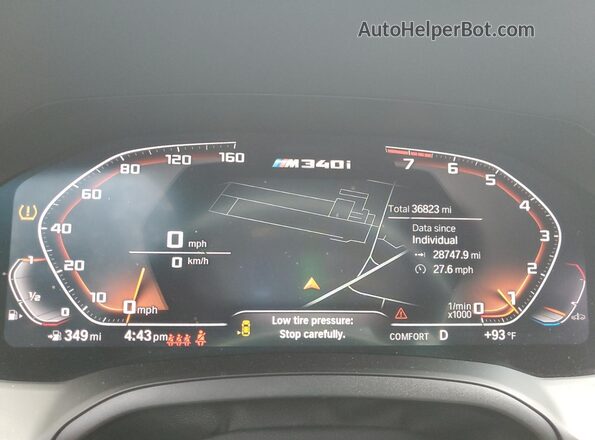 WBA5U7C0XMFL41484 2021 BMW M3 White Instrument cluster view
