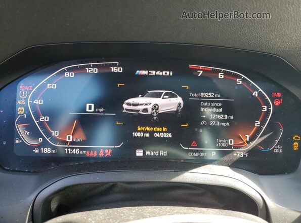 WBA5U9C05LFH68505 2020 BMW M3 White ხელსაწყოთა პანელის ხედი