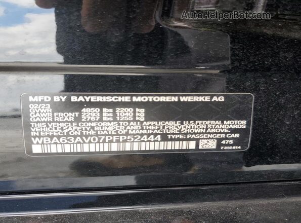 WBA63AV07PFP52444 2023 BMW 4 SERIES Black ძრავის განყოფილების ხედი