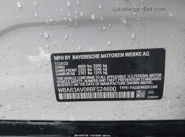 WBA63AV08RFS24690 2024 BMW 4 SERIES Белый Вид подкапотного пространства