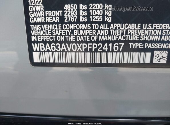 WBA63AV0XPFP24167 2023 BMW 4 SERIES Gray Engine compartment view