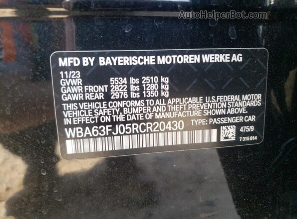 WBA63FJ05RCR20430 2024 BMW 5 SERIES Черный Вид подкапотного пространства