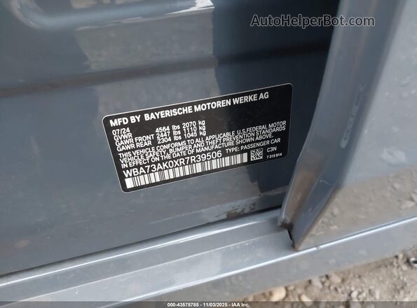 WBA73AK0XR7R39506 2024 BMW 2 SERIES Blue 