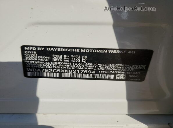 WBA7E2C5XKB217594 2019 BMW 7 SERIES White ძრავის განყოფილების ხედი