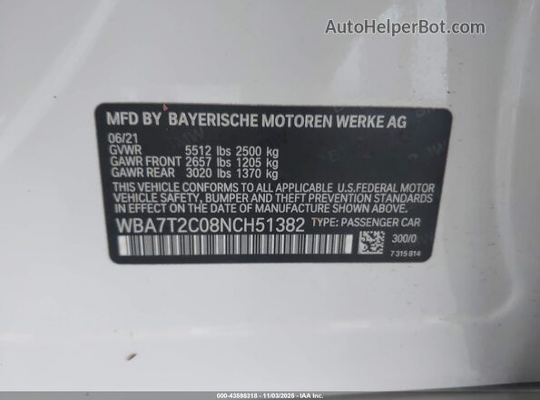 WBA7T2C08NCH51382 2022 BMW 7 SERIES Белый Вид подкапотного пространства