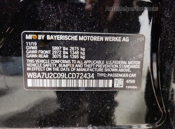 WBA7U2C09LCD72434 2020 BMW 7 SERIES Black Engine compartment view