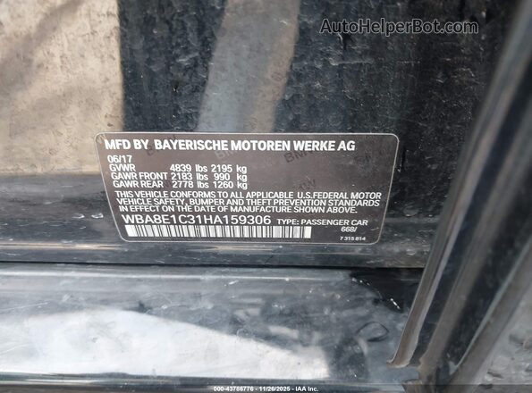 WBA8E1C31HA159306 2017 BMW 3 SERIES Black Engine compartment view