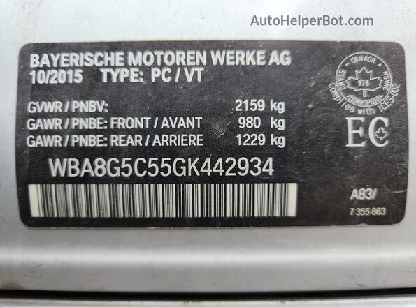 WBA8G5C55GK442934 2016 BMW 3 SERIES Silver Widok komory silnika