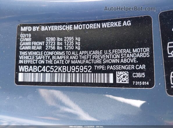 WBABC4C52KBU95952 2019 BMW M8 Blue Engine compartment view