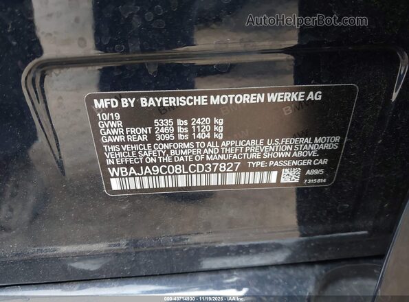 WBAJA9C08LCD37827 2020 BMW 5 SERIES Dark Blue Շարժիչի բաժամունքի տեսք