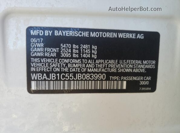 WBAJB1C55JB083990 2018 BMW 5 SERIES White Engine compartment view