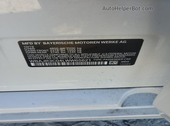 WBAJR3C04LWW65621 2020 BMW 5 SERIES White ძრავის განყოფილების ხედი