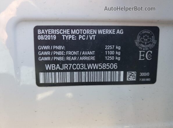 WBAJR7C03LWW58506 2020 BMW 5 SERIES White Вид підкапотного простору