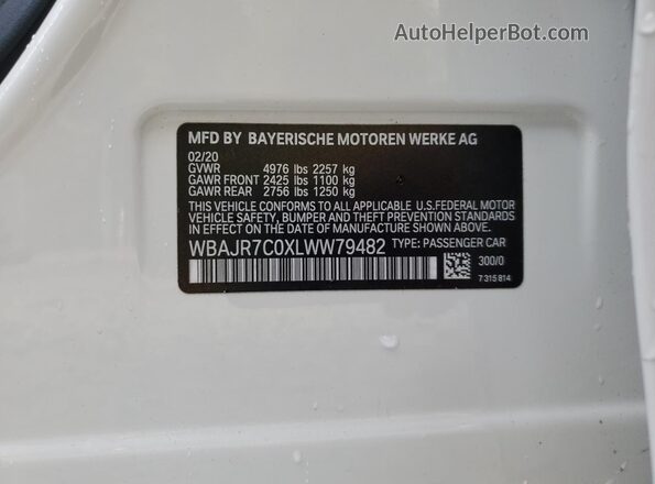 WBAJR7C0XLWW79482 2020 BMW 5 SERIES White ძრავის განყოფილების ხედი