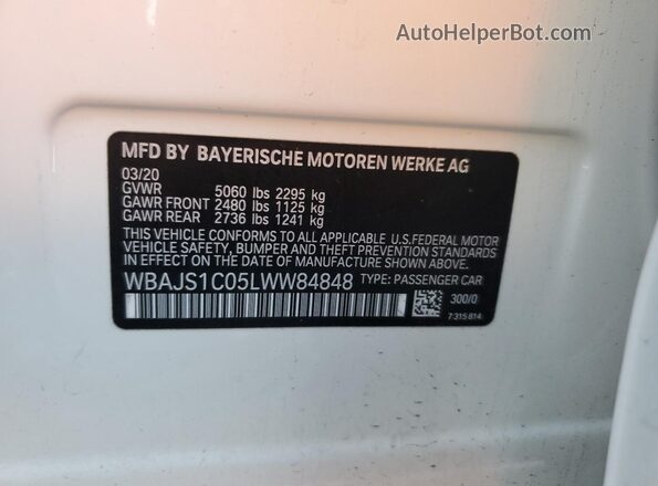 WBAJS1C05LWW84848 2020 BMW 5 SERIES White Engine compartment view