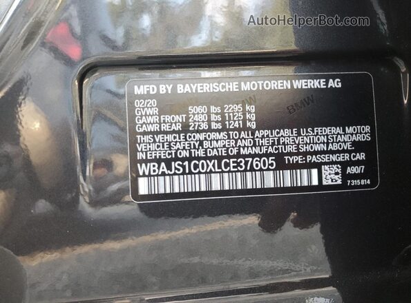 WBAJS1C0XLCE37605 2020 BMW 5 SERIES Black Շարժիչի բաժամունքի տեսք