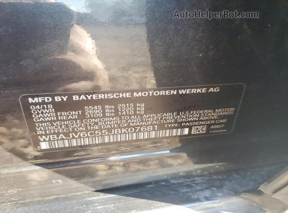 WBAJV6C55JBK07681 2018 BMW 6 SERIES Black Vista del compartimento del motor