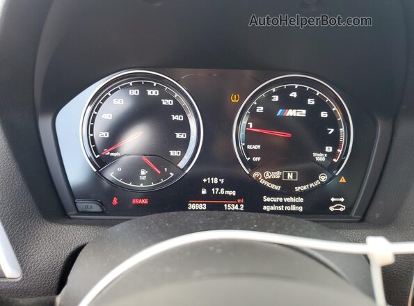 WBS2U7C01L7G27475 2020 BMW M2 Black Instrument cluster view
