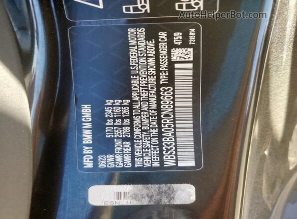 WBS33BA05RCN89663 2024 BMW M4 Black Շարժիչի բաժամունքի տեսք