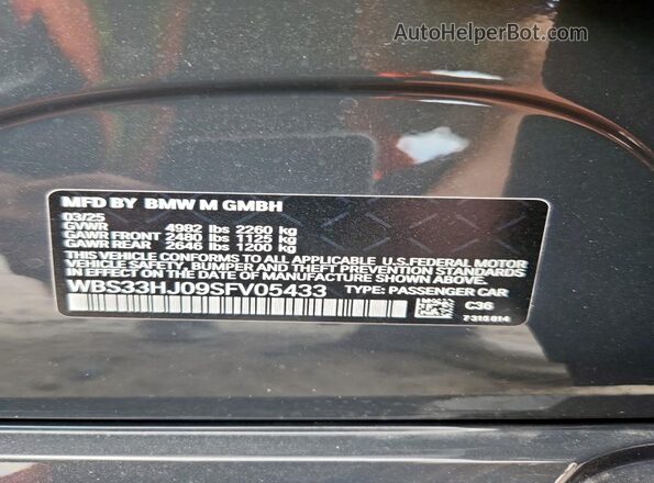 WBS33HJ09SFV05433 2025 BMW M3 Charcoal VIN sticker view