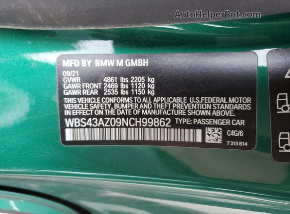 WBS43AZ09NCH99862 2022 BMW M4 Black ძრავის განყოფილების ხედი