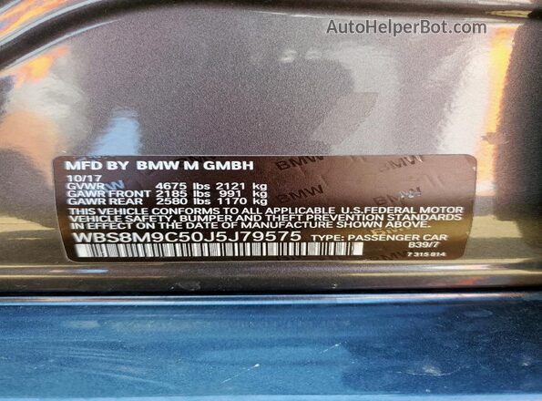 WBS8M9C50J5J79575 2018 BMW M3 Gray 