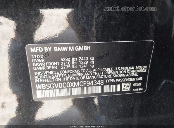 WBSGV0C0XMCF94348 2021 BMW M8 Black Շարժիչի բաժամունքի տեսք