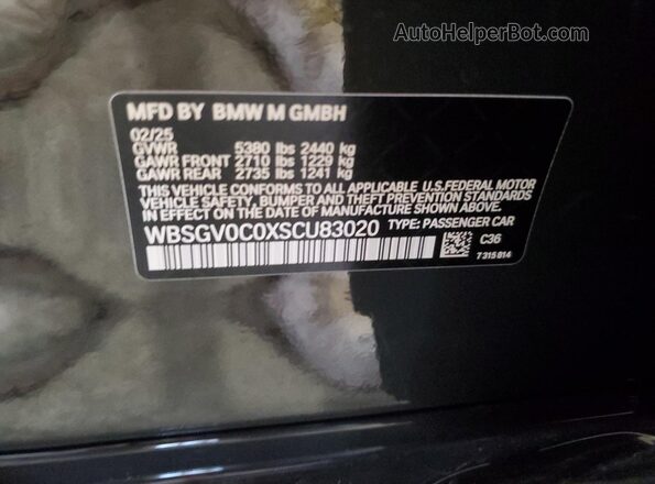 WBSGV0C0XSCU83020 2025 BMW M8 Gray Engine compartment view