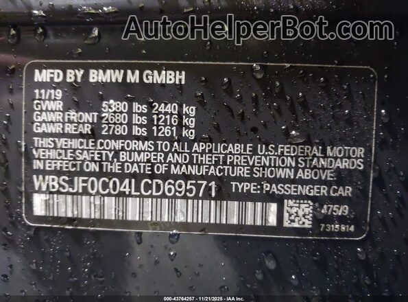 WBSJF0C04LCD69571 2020 BMW M5 Maroon Engine compartment view