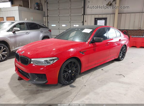 WBSJF0C58KB285542 2019 BMW M5 Red Առջևի ձախ երեք քառորդ տեսարան