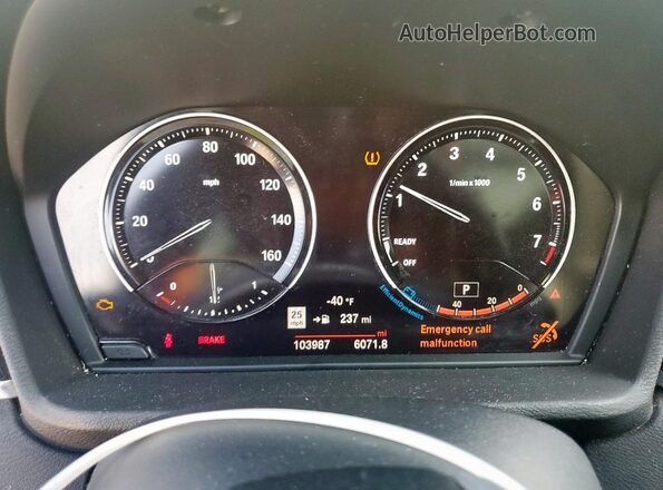 WBXHT3C51K5L38194 2019 BMW X1 White Vista del cuadro de instrumentos