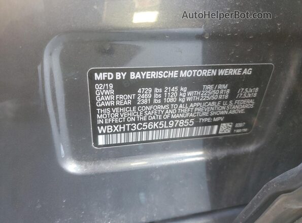 WBXHT3C56K5L97855 2019 BMW X1 Charcoal Вид підкапотного простору